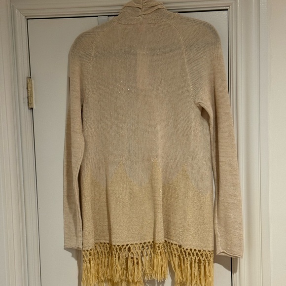 NWT Lilly Pulitzer Tatum Long Fringe Hem Cardigan in Gold Metallic Size Medium - Picture 6 of 11